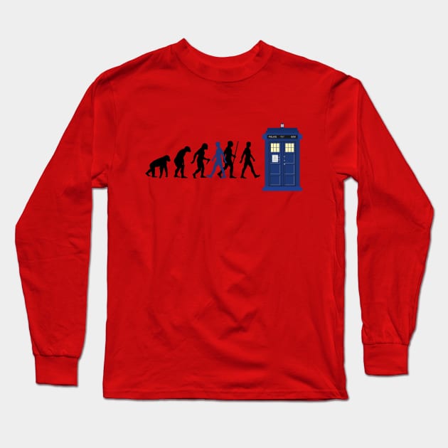 EVOLUTION Of Humans - Blue Police Public Call Box 4 Long Sleeve T-Shirt by EDDArt